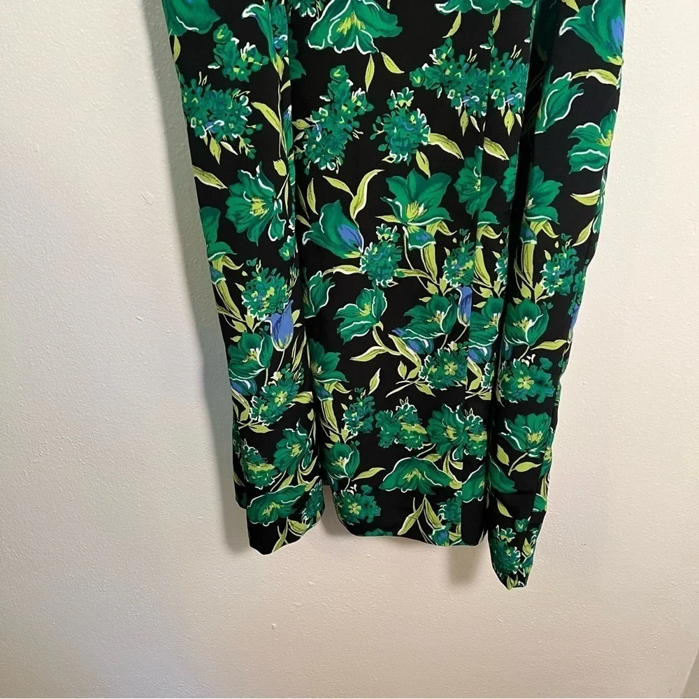 Vintage Sag Harbor Women's Size 16 Skirt Set Black Green Blue Tropical Floral